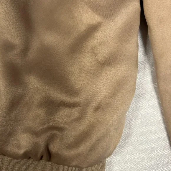 Upcycled Satin Puff Embroidered Bomber Jacket "Fearless Woman" M/L - Picture 7 of 8